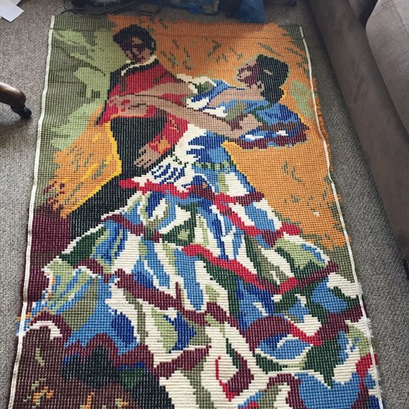 VINTAGE SCANDINAVIAN MULTICOLOR WOOL TAPESTRY WALL HANGING - Picture 9 of 9